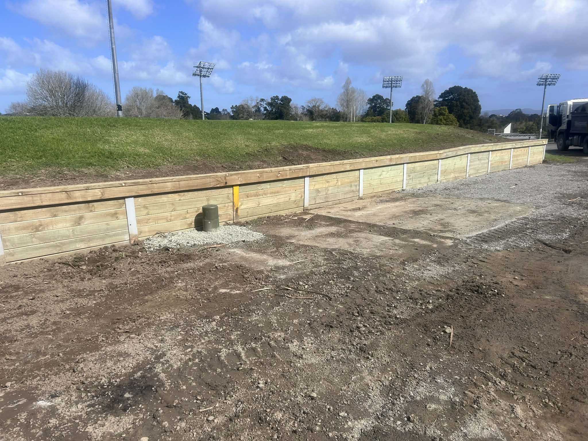 Retaining wall worksite